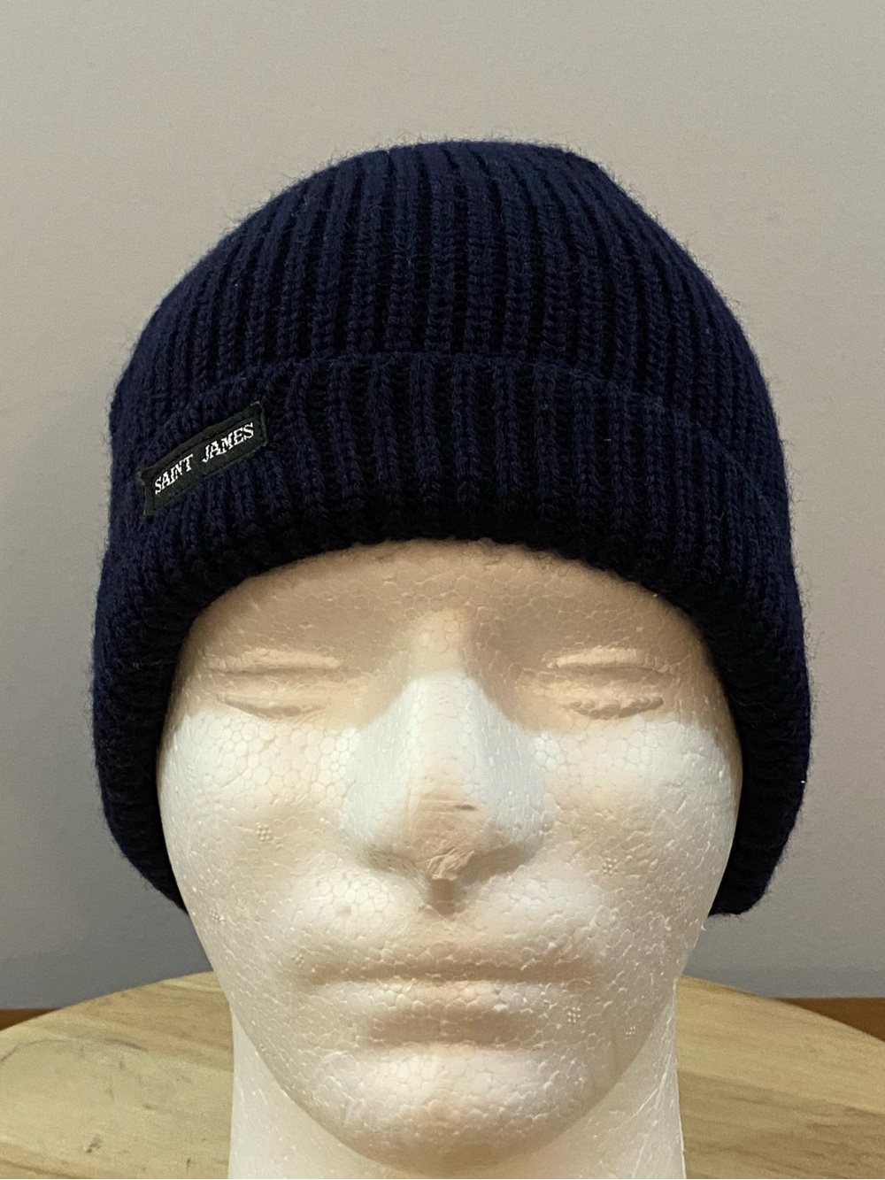 Saint James Canot Beanie Navy Blue 100% Wool Made in France Cuffed Nautical